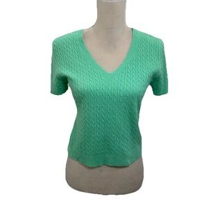NWOT Allie Rose Comfortable Charm Spearmint Top Women Medium V Neck Short Sleeve